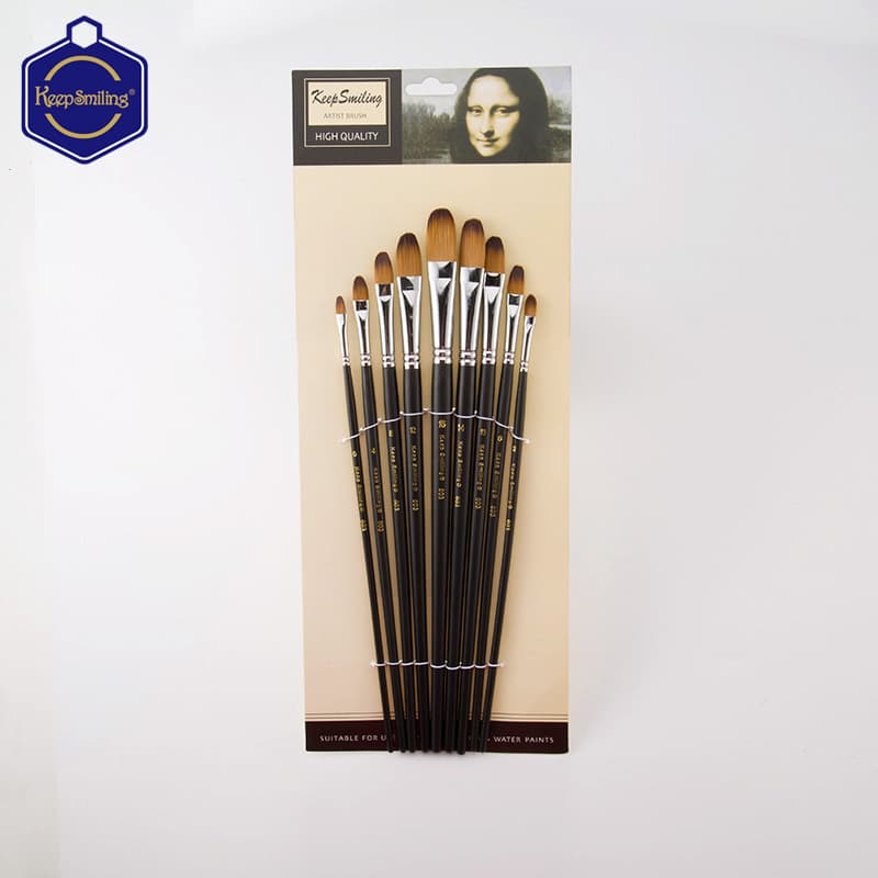Huangshi Oil Painting Brush Set 9-Piece Nail Art Liner Brush Acrylic Painting Brush Flat Brush Art Supplies Gouache Brush Wholesale