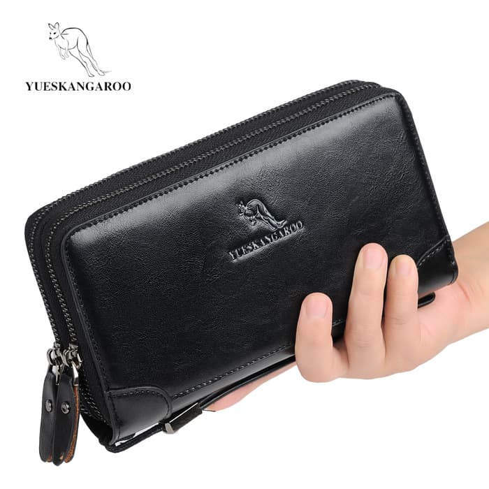 Yuesen Men's Bag Handbag Double Zipper Large Capacity Clip Bag