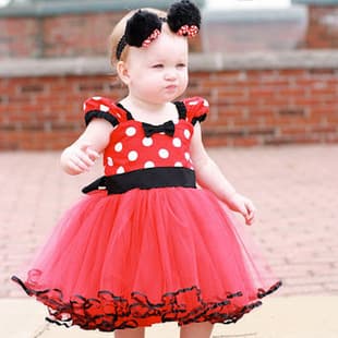 European and American Christmas Polka Dot Mesh Tulle Dress Short Sleeve Bow Princess Dress Children Holiday Formal Dress Wholesale