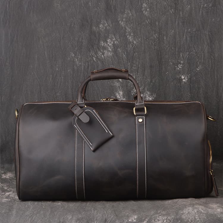 Cross-border New First Layer Cowhide Men's Portable Travel Bag Crazy Horse Leather Women's Single-shoulder Crossbody Bag Large Capacity Duffel Bag