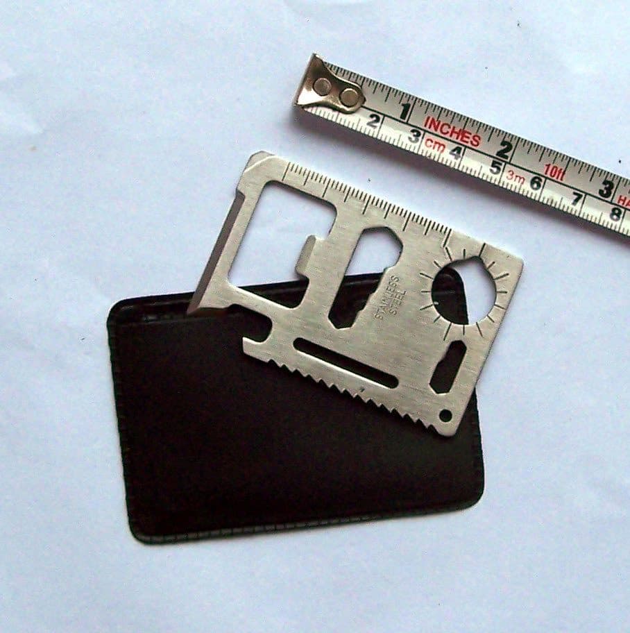 Tool card, card knife, ultra-thin and compact, convenient, comes with black leather sheath.