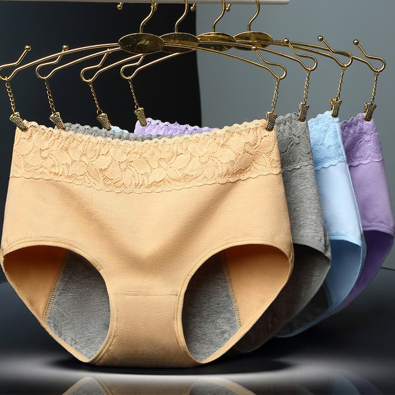 Sexy Lace Women's Cotton Panties, Period Panties Cotton Menstrual Leak-Proof Triangle Panties, Cotton Menstrual Underwear