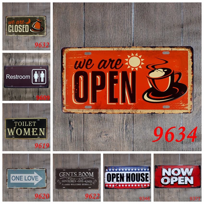 Shop Open Sign Vintage Frameless Canvas Print Wholesale Restaurant European American Decor Amazon Ebay Source