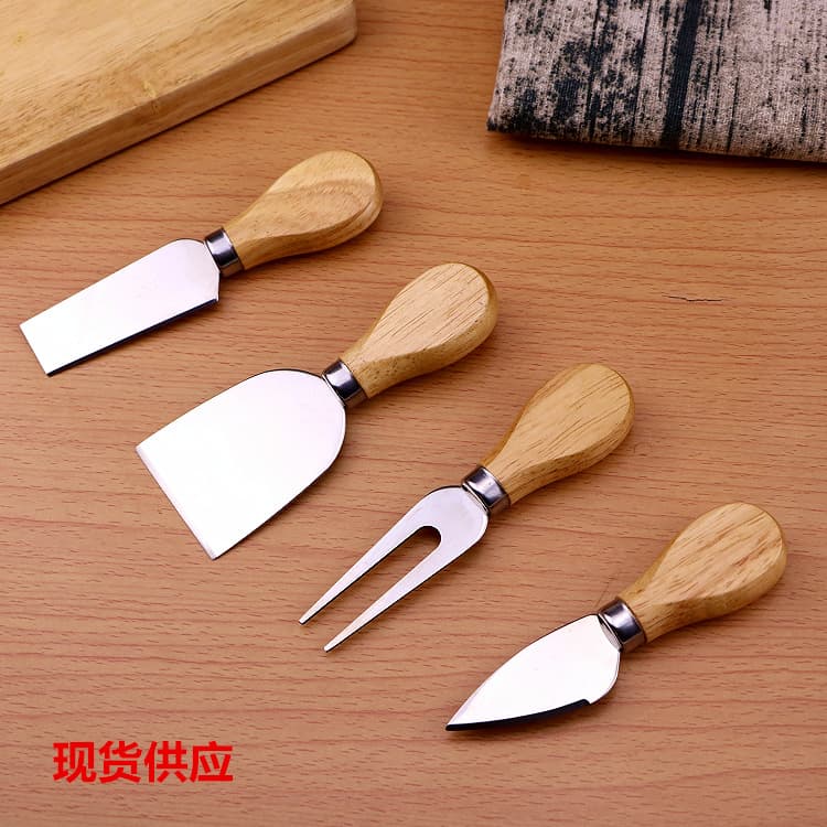 Spot Stainless Steel Cheese Knife Baking Tool Oak Handle Four-Piece Cheese Knife Set Kitchen Butter Knife