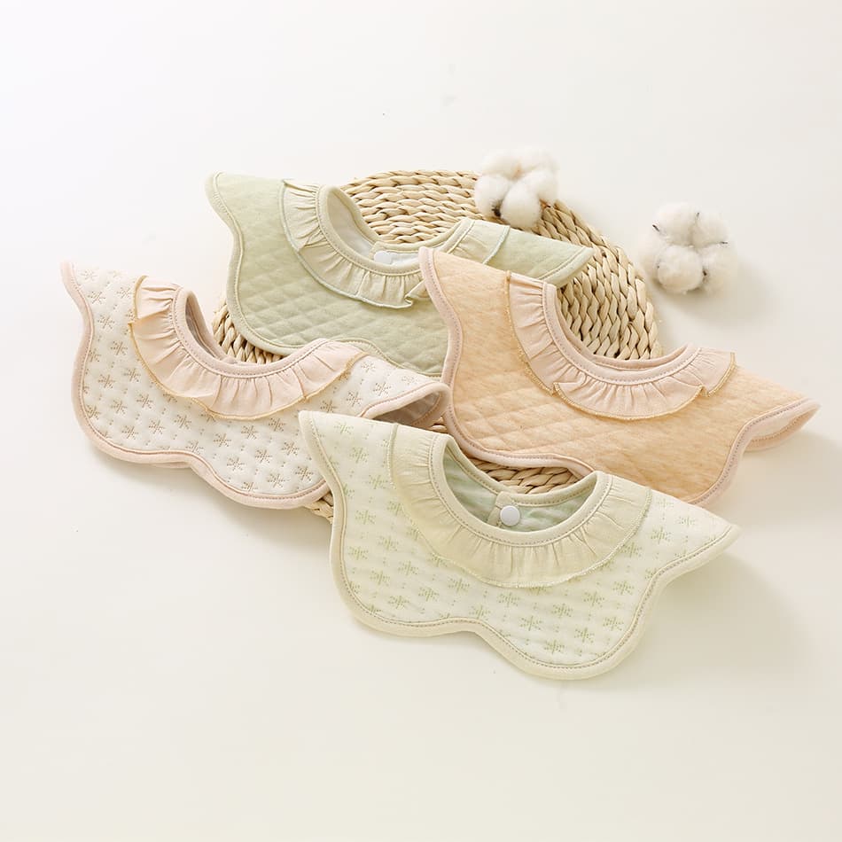 Baby saliva towel colorful cotton warm lace saliva bib 360 degree baby bib petals waterproof pure cotton