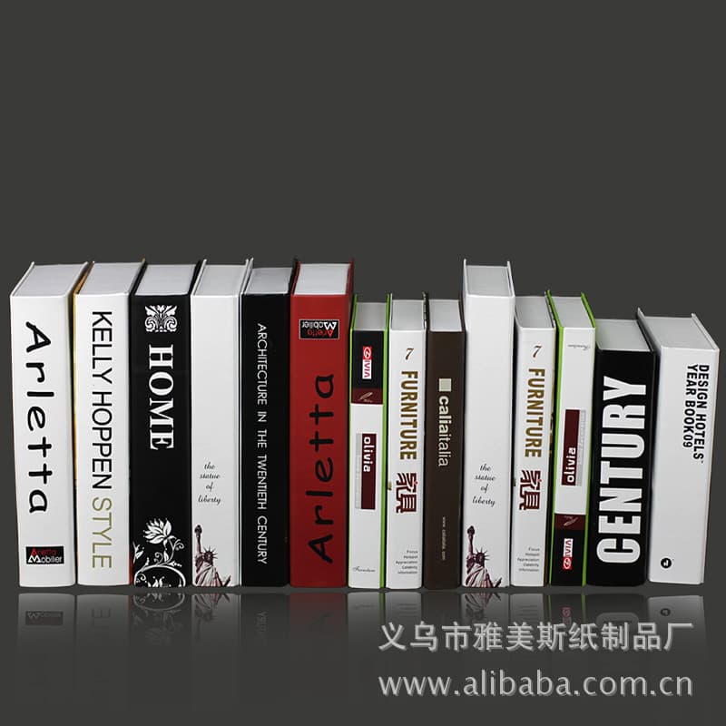 Home Decorative Craft Ornament Book Set Faux Books English Series Minimalist Modern Prop Books