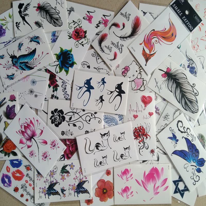 Waterproof Fake Temporary Tattoo Fresh English Ankle Collarbone Flower Watermark Tattoo Sticker