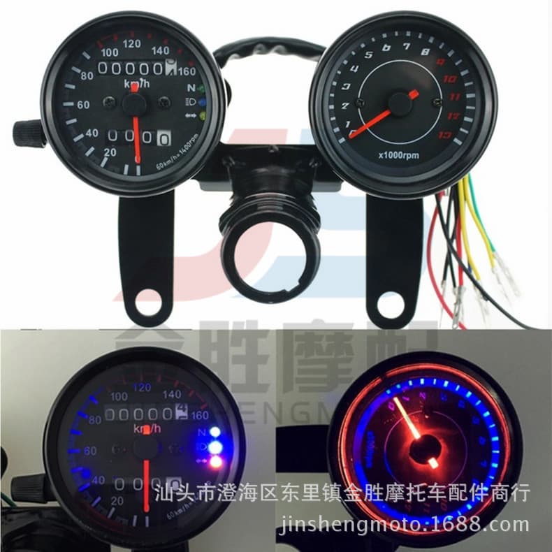 Foreign trade motorcycle retro universal instrument assembly Harley cruiser prince vehicle modification odometer 1.3 tachometer