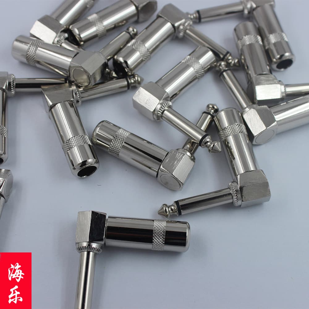 6.35mm Audio Cable Plug for Instruments, Microphone Connector Metal Right Angle Guitar Cable Plug Anti-Rust Head
