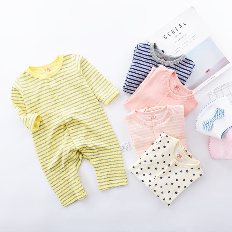 Japanese-style newborn baby long-sleeve spring/autumn/winter onesie, pure cotton baby bodysuit, infant jumpsuit