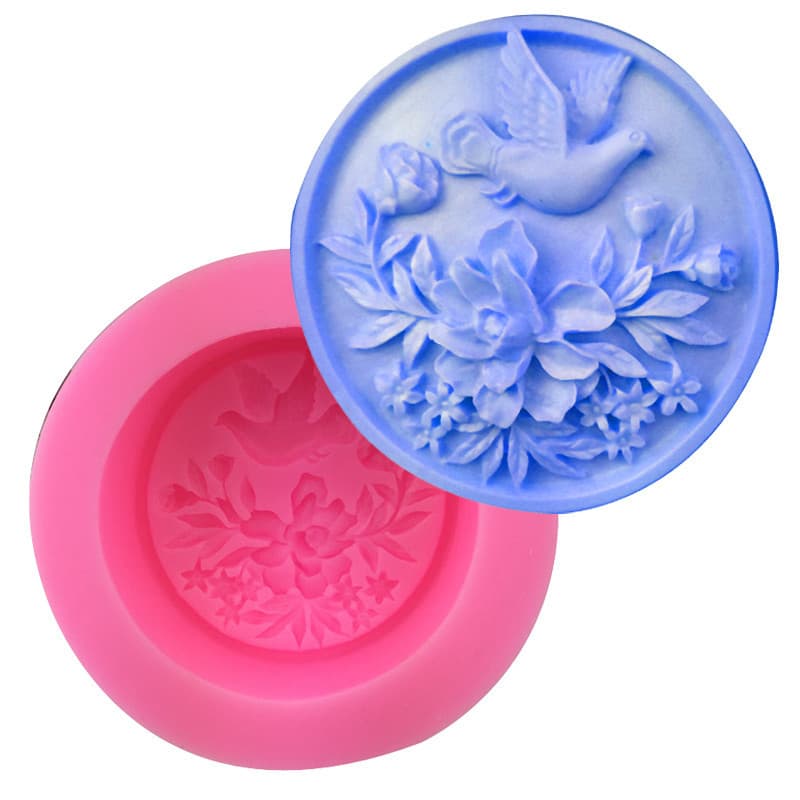 Peony Flower Dove Peace Bird Shape Fondant Food-Grade Liquid Silicone Mold Soap Mold Candle Mold Egg