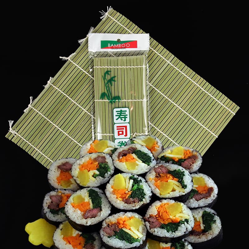 Sushi Making Kit Kitchen Tool Bamboo Mat for Sushi Rolling Nori Rice Wrapping Green Peeling Sushi Maker Korean Style Square
