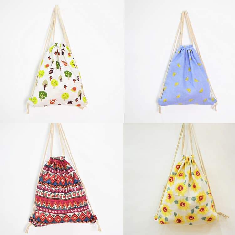 Drawstring Cloth Backpack, Drawstring Back Closure Women's Backpack, Casual Cloth Bag, Storage Double Shoulder Simple Backpack