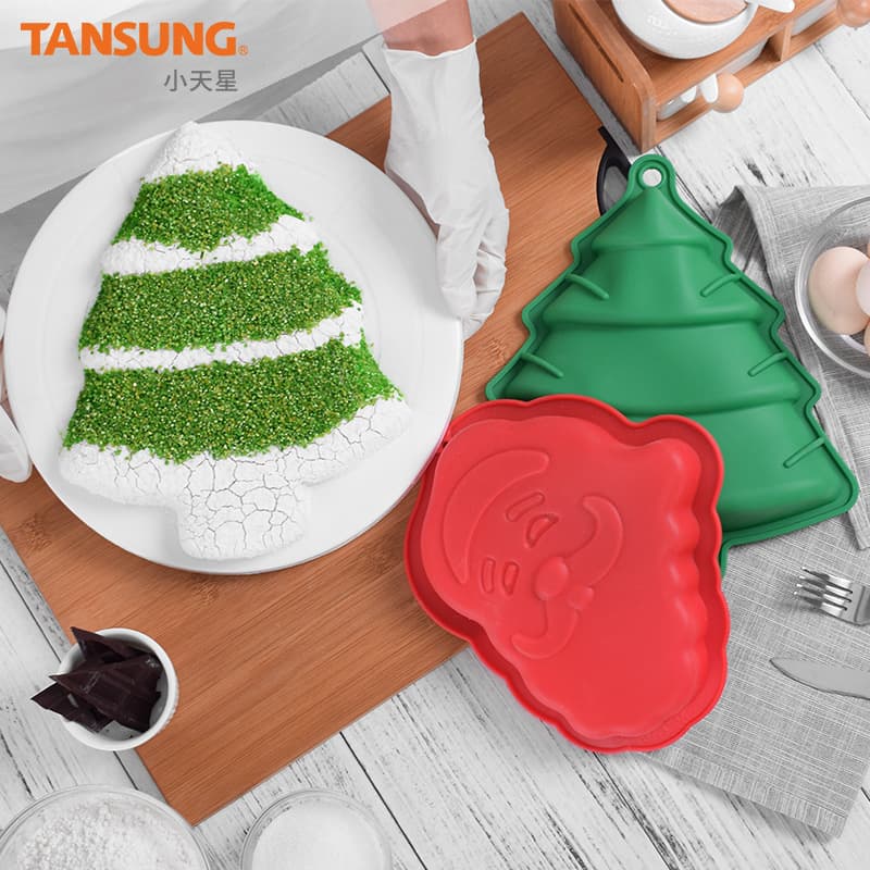 Silicone Christmas Cake Mold Baking Tool, Standard FDA Certified, Santa Claus Shape, Irregular Design, Christmas Tree Pattern