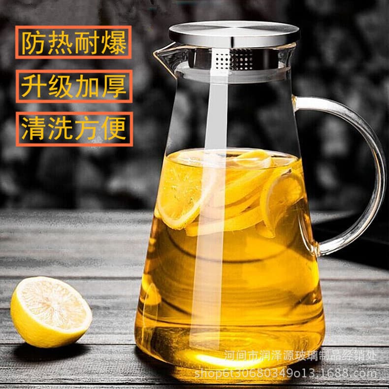 Cold Water Pitcher, Transparent Juice Jug, Thick Large Capacity Water Bottle, Boilable Over Open Flame, High Borosilicate Glass Tea Pot