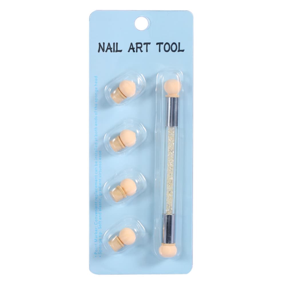 Nail Art Tools: Nail Art Gradient Pen, Light Therapy Stipple Printing Pen, Painting Pen, Double-ended Sponge Smudge Pen, 4-piece Set