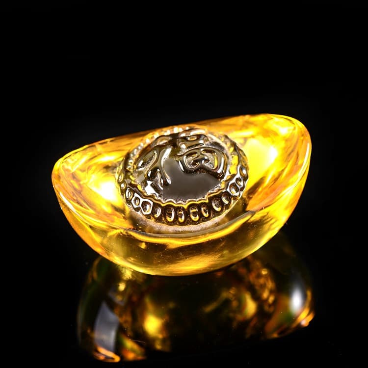 Wholesale Natural Citrine "Fu" Character Ingots, Glazed Ingots with "Fu" Character Home Decor Small Ingot Ornaments