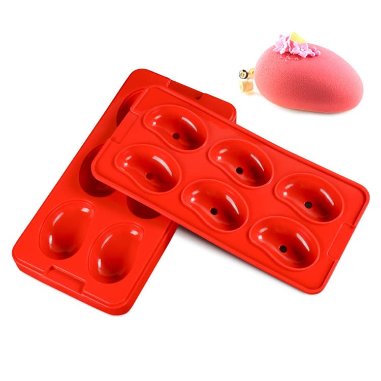 6-Link 3D Mango Shape Silicone Cake Mold Fruit Handmade Soap Mold Silicone Pudding Ice Cube Mold Irregular Shape Red Color