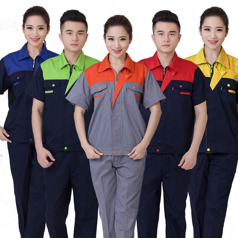Summer Short Sleeve and Long Sleeve Work Suit Set, Unisex Mechanic Workshop Clothing, Auto Repair Wear, Breathable