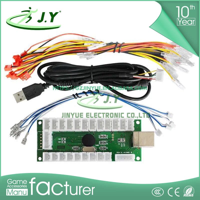 DIY Game Machine Control Panel PC USB Arcade rocker with light chip circuit board with light button coding board