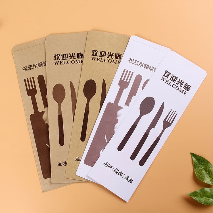 Ready-Made Paper Cutlery Sleeves, Western Dining Utensil Paper Sleeves, Disposable Knife Fork Spoon Sleeves, Chopsticks Set Utensil Packaging