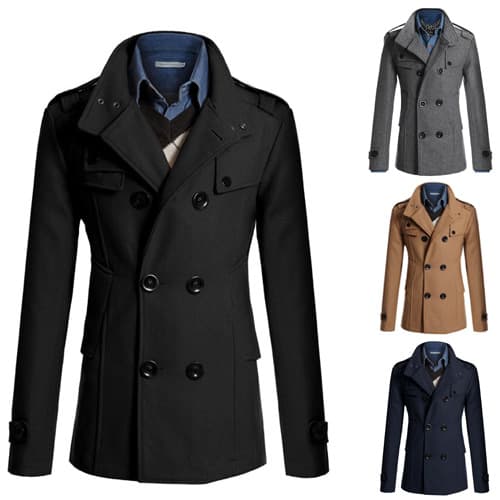 New 2024 Men's Tweed Jacket Classic British Style Woolen Coat Double Breasted Casual Fashion Outerwear for Youth