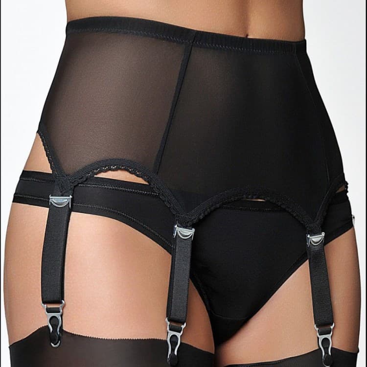 Ebay Amazon garter belt sexy transparent mesh style 6-claw adjustable metal buckle anti-slip garter belt.