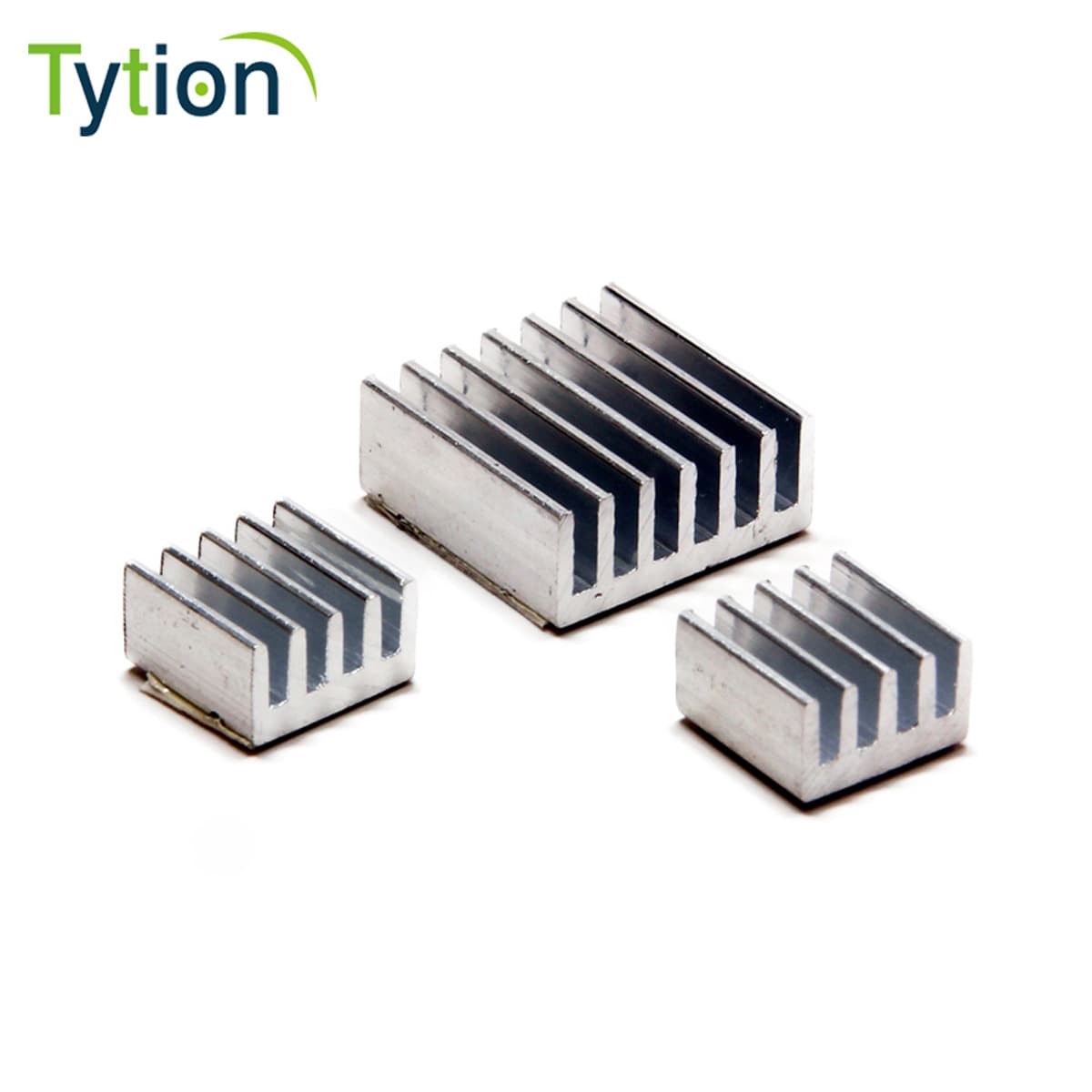 Raspberry Pi heatsinks, pure aluminum, 3-pack, specifically for Raspberry Pi 2B 3rd generation B+, with 3M black adhesive backing.