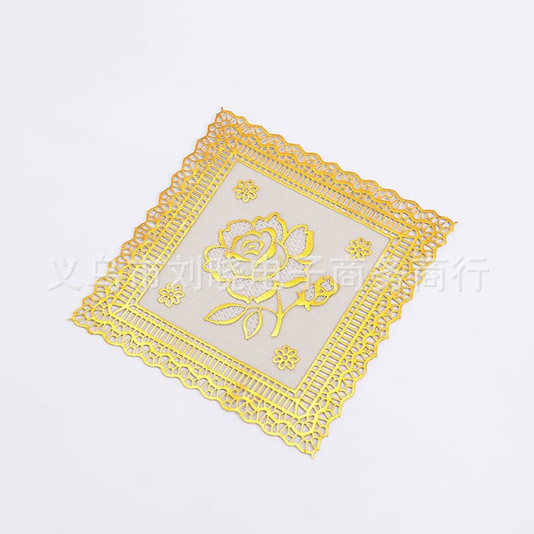 Wholesale High-end PVC Gold-stamped Coasters, Placemats, Bowl Mats, Heat Insulation Mats, Non-slip 12cm Square