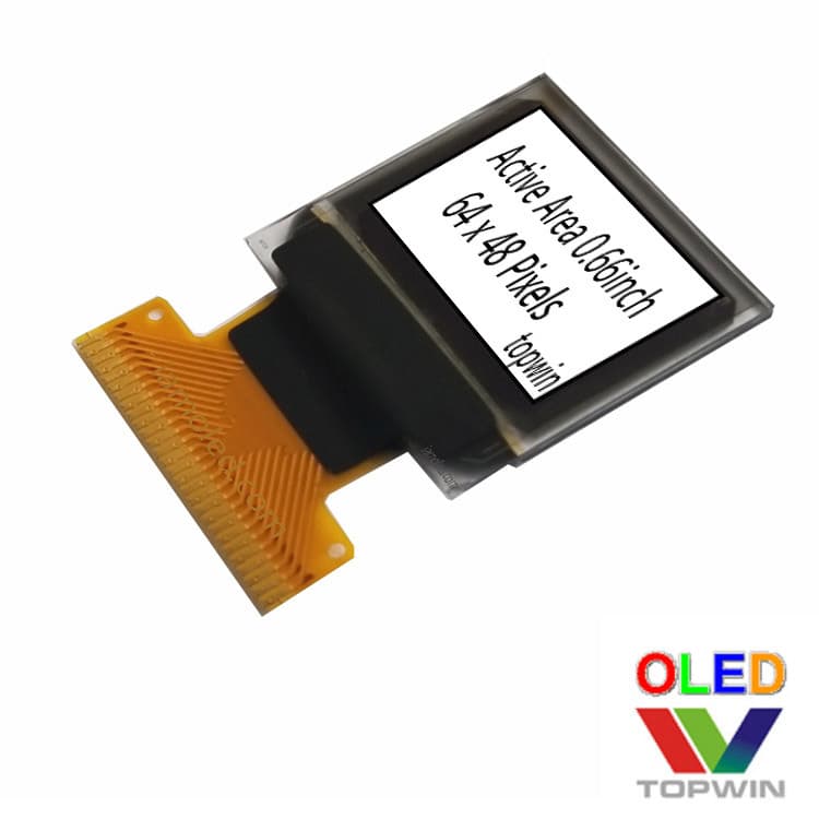 Topmicro offers special prices on 0.66-inch OLED LCD screens and 0.6-inch white backlighting with white soldering cable (frequently available).