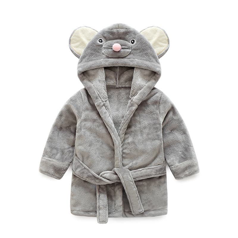 2024 New Flannel Bathrobe Short-sleeve Cute Mouse Children's Loungewear Animal One-piece Drop-shipping Soft