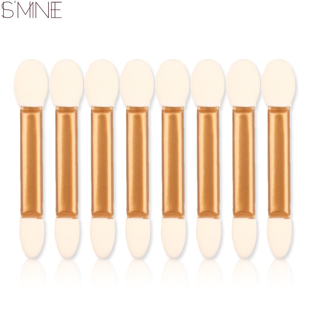 Gold Double-Ended Latex Sponge Eyeshadow Stick 50-Piece Makeup Brush Portable Plastic Handle Beauty Tool Bagged Packaging
