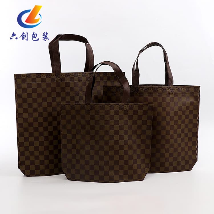 Grid Non-Woven Fabric Bag, Advertising Foldable Non-Woven Tote Bag, Clothing Shopping Bag, Hand-Carry Bag with Printed Text, Eco-Friendly Bag