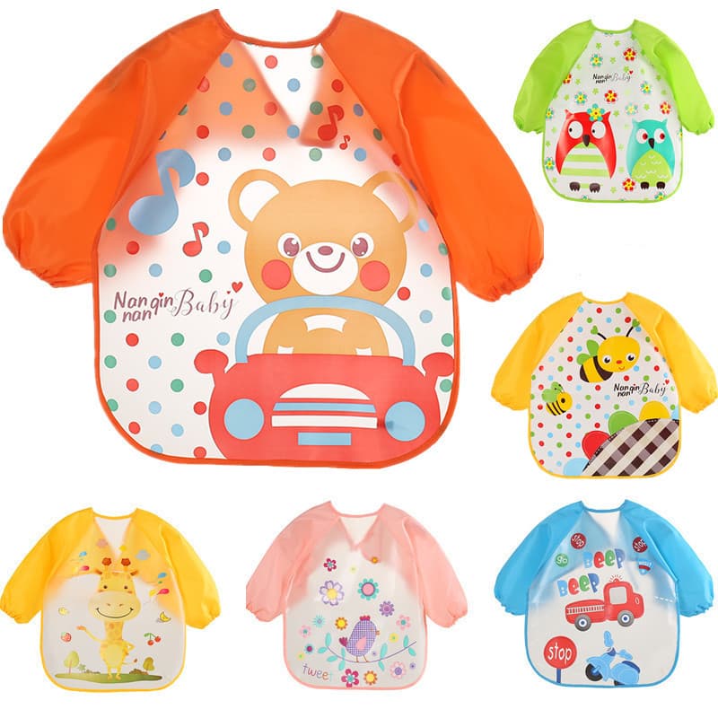 2025 EVA Baby Bib Long-Sleeve Reversible Eating Smock for Children, Infant Bib Apron, Anti-Splash Coverall, EVA Material