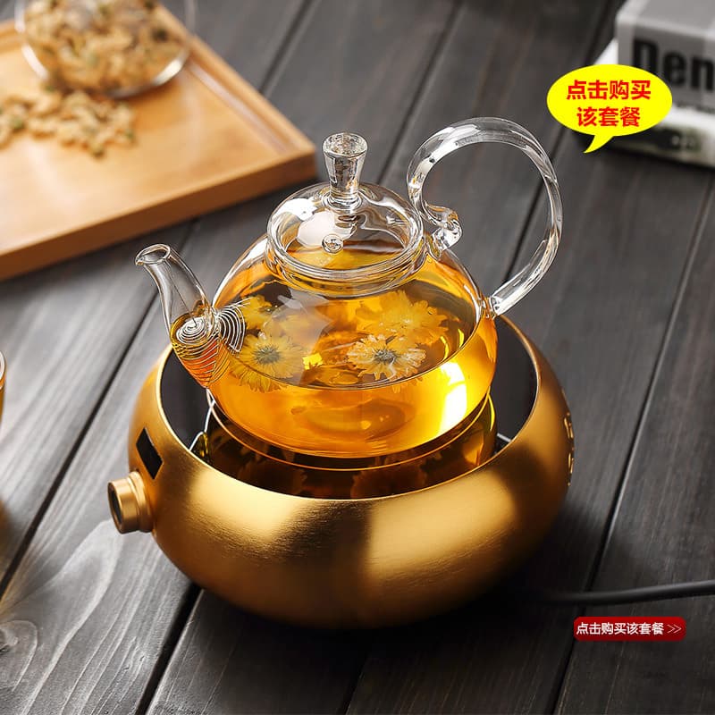 High borosilicate glass cup, heat-resistant, thickened teapot, tall-handled teapot, office press-top teapot, Kung Fu tea set, large capacity teapot.