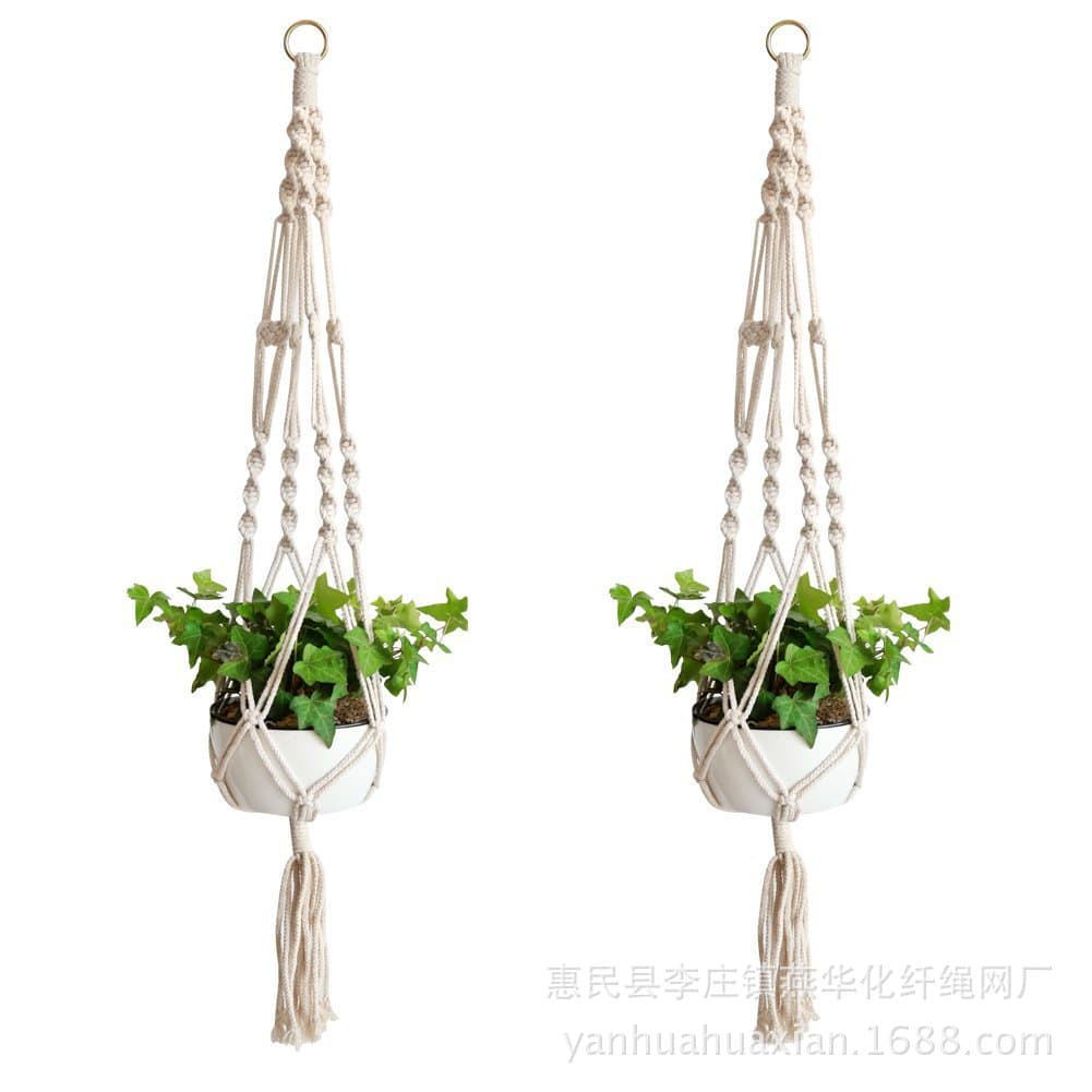 Flower Pot Net Bag Plant Greening Hanging Basket Hanger Cotton Rope Hemp Rope Garden Creative Woven Hanging Ornaments Flower Pot Hanging Rope