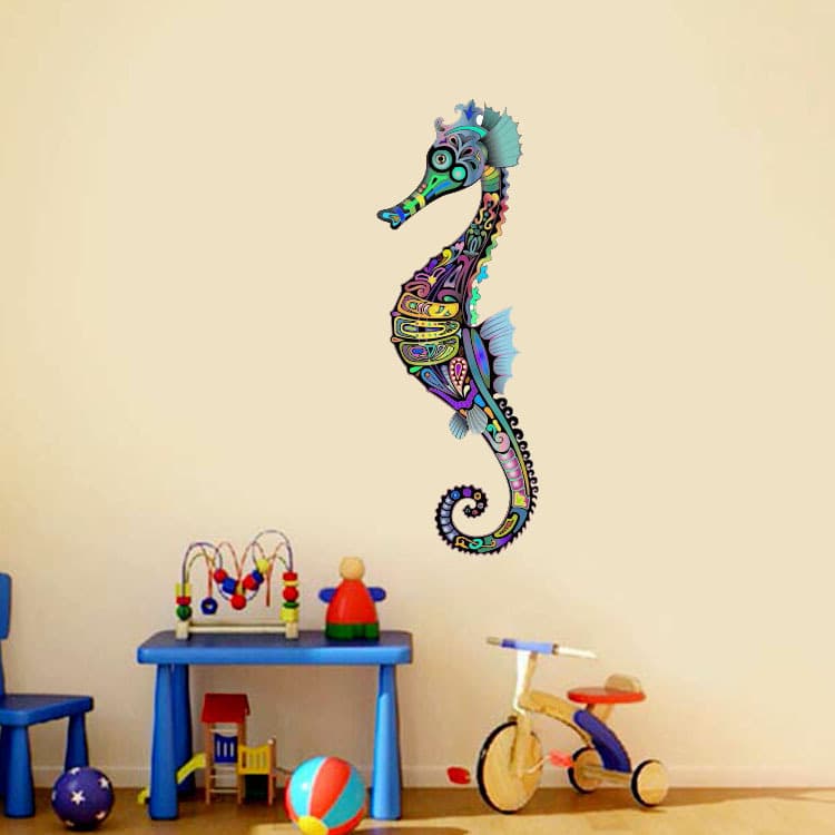Seahorse Wall Sticker for Kids Room Home Decorative Painted Mural Luggage Sticker Toilet Sticker Car Decal C005