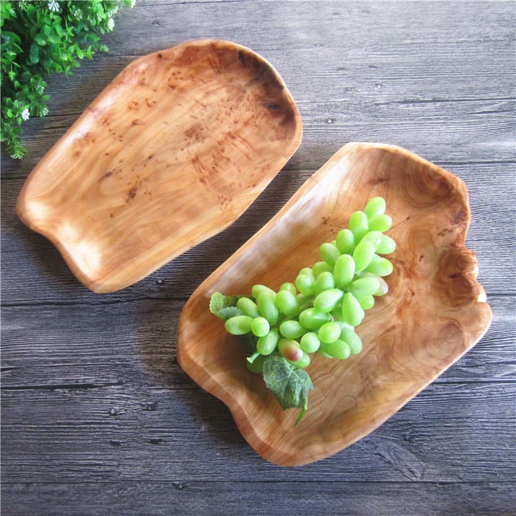 Creative Solid Wood Fruit Tray, Wooden Snack and Nut Tray, Retro Wooden Fruit Tray in Stock