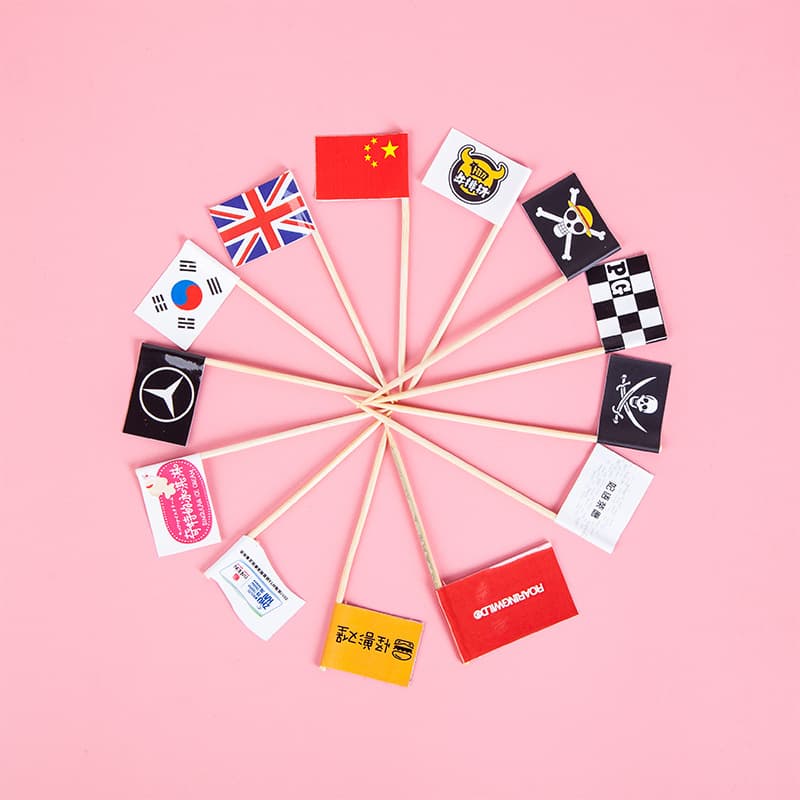 Customizable Flag Toothpicks Creative Fruit Cupcake Flags Steak Burger Picks Dessert Picks Children's Birthday Decorations