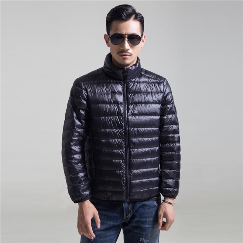 Men's New Lightweight Down Jacket Stand Collar Winter Coat Plus Size Men's Light Down Jacket