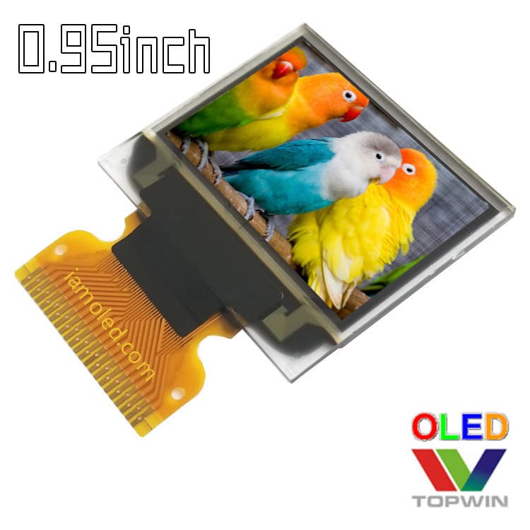 Topmicro 0.95-inch 65k color OLED screen, LCD screen 9664HDDAG01, low temperature resistant, 23-pin, high brightness.