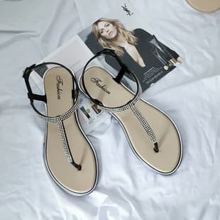 2017 New Summer Flat Flip Flop Sandals for Girls, Student Versatile Match Dress Fairy Style Roman