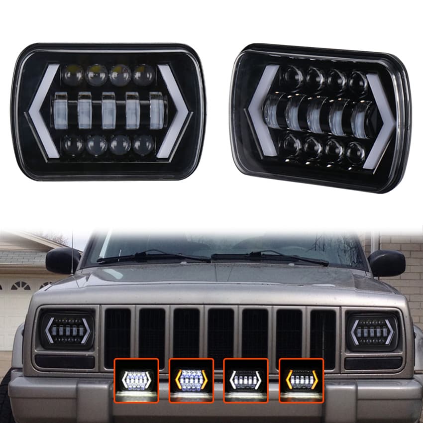 Factory direct sales 5X7jeep headlights 7-inch square lights pickup truck SUV off-road modification special LED car headlights