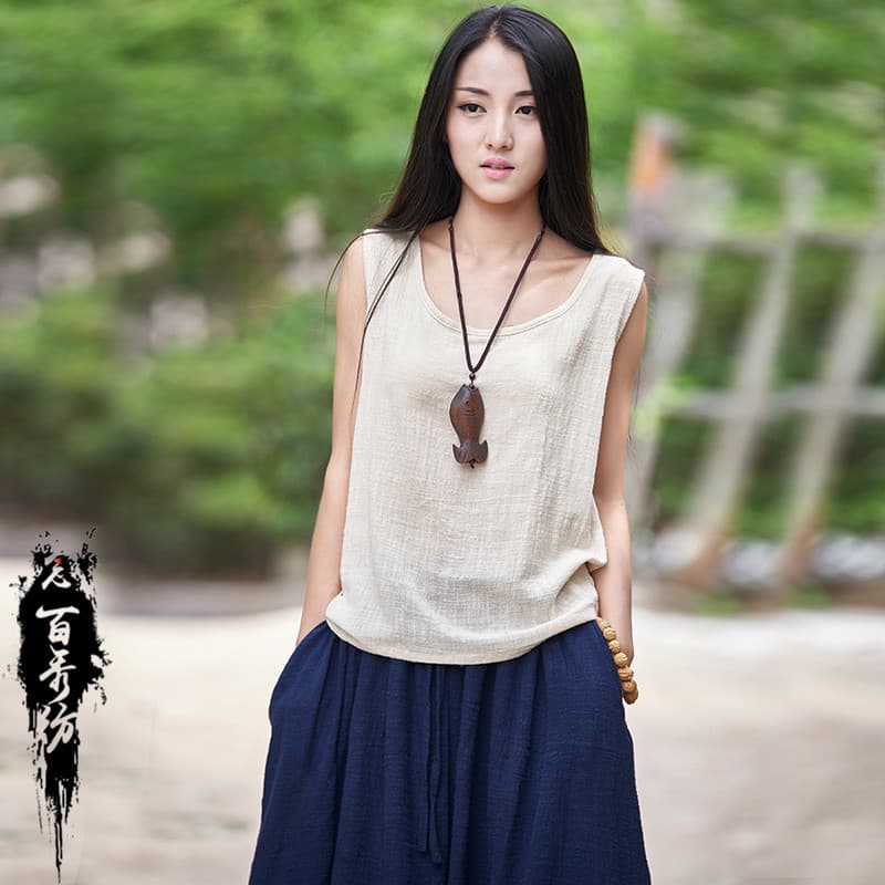 2026 Spring/Summer New Collection: Nianbaixiu Women's Artistic Loose Cotton-Linen Lightweight Breathable Sleeveless Tank Top
