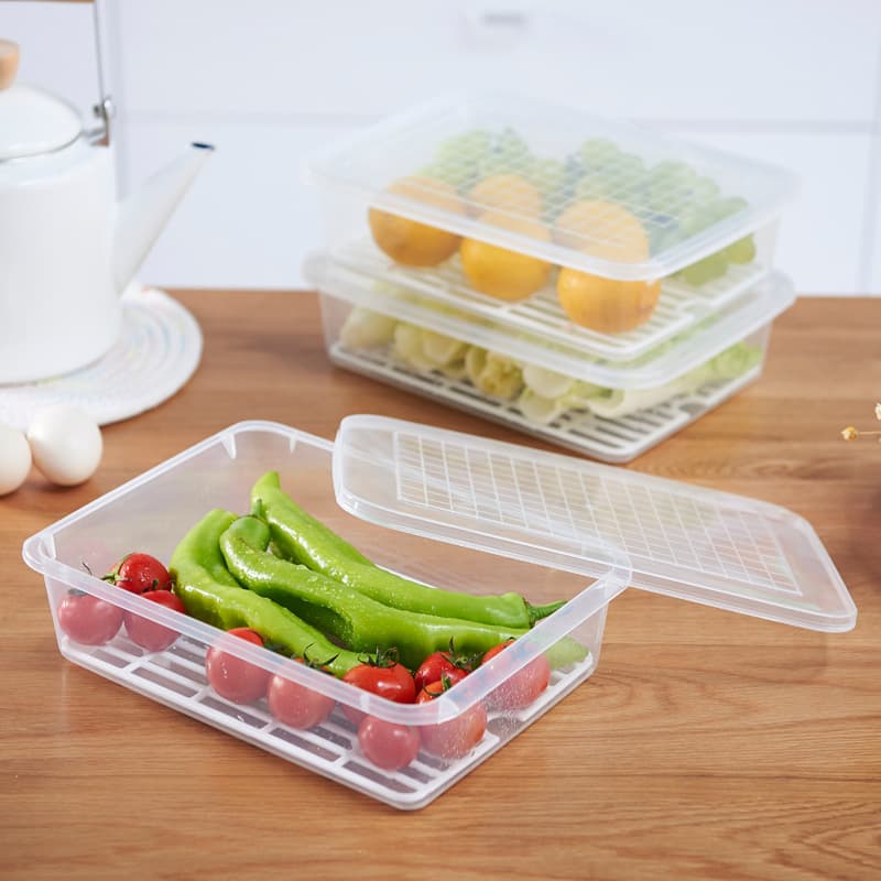 Manufacturer In-Stock Wholesale Kitchen Draining and Storage Box, Rectangular Lunch Box, Refrigerator Storage Box, Storage Container