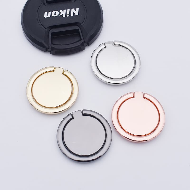 Round Metal Ring Holder Degree Rotation Desktop Mobile Universal Stand Gift Logo Finger Ring Buckle Digital Computer Phone Stand