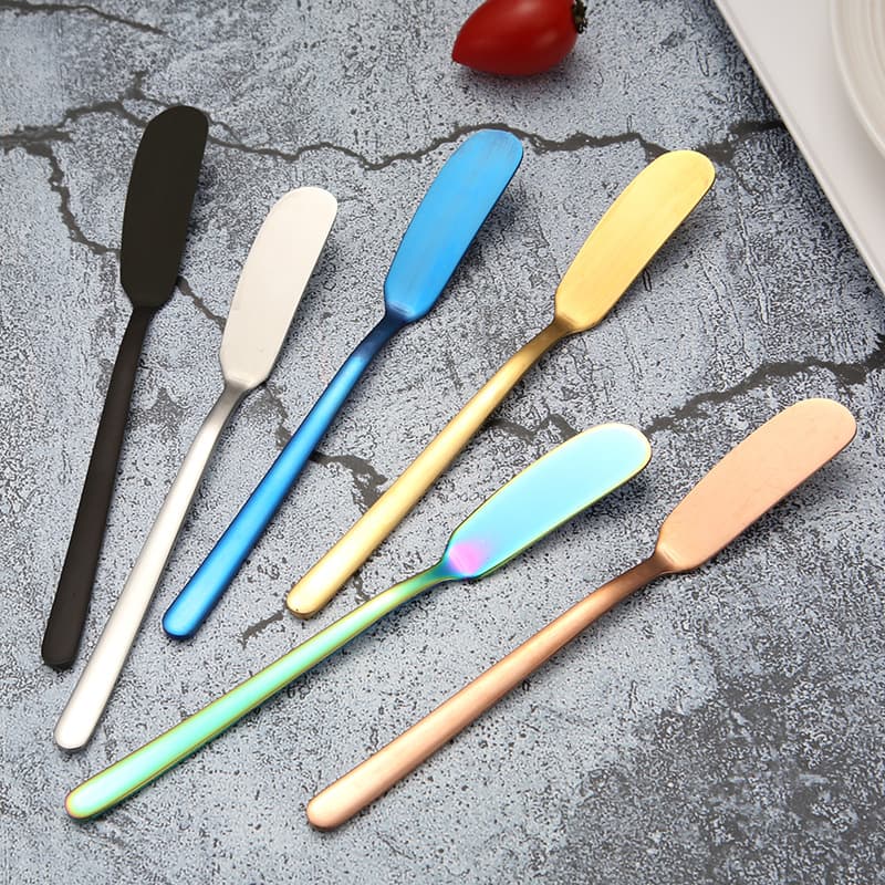 304 Stainless Steel Butter Knife Korean Long Handle Jam Butter Spatula Western Tableware Cream Piping Knife Factory Wholesale
