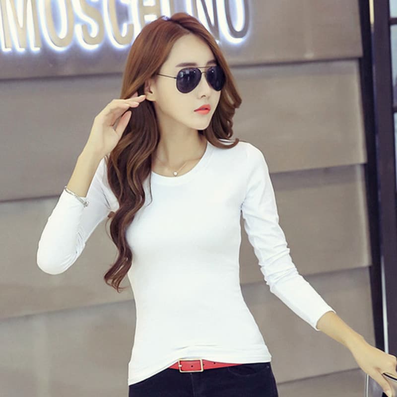 2025 New Women's Black and White Long Sleeve Spring T-Shirt Autumn Women's Slim Fit Milk Silk Base Layer Top for eBay