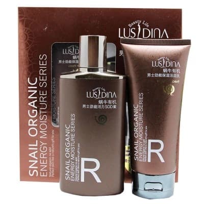 Lushidina Snail Men's 2-Piece Set: Moisturizing Control Facial Cleanser, Cream, SOD Honey Lotion Kit