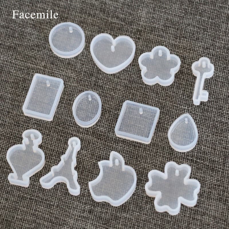12-Piece Mirror Crystal Epoxy Resin Pendant Silicone Mold for Aromatherapy Wax Sign